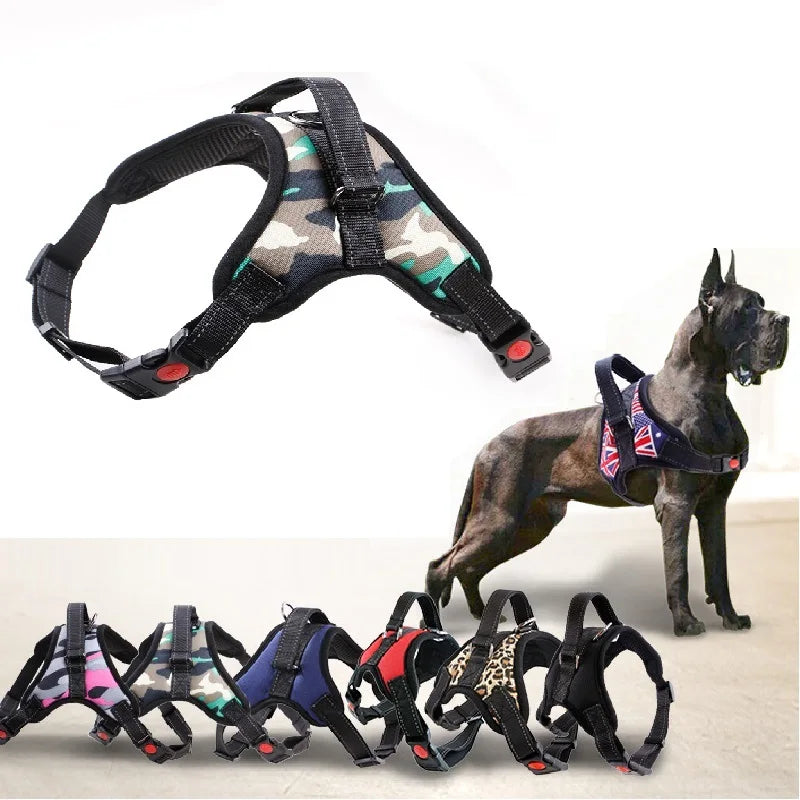 Nylon Heavy Duty Hund Haustier Geschirr Halsband Verstellbar Gepolstert Extra Groß Mittel Klein Hund Geschirre Weste Husky Große Hunde Produkte