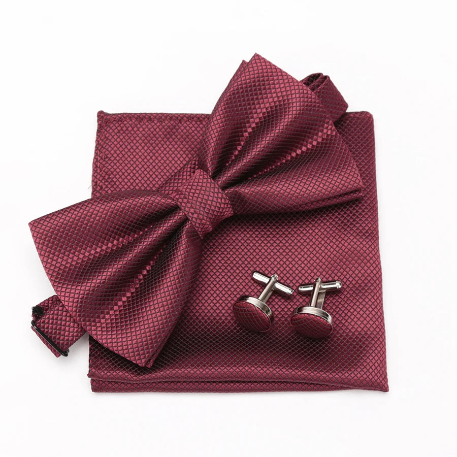 Mens Tie Set Bowtie Cravat Cufflinks Fashion Butterfly Party Wedding Bow Ties for Men Girls Candy Solid Color Bowknot Wholesale