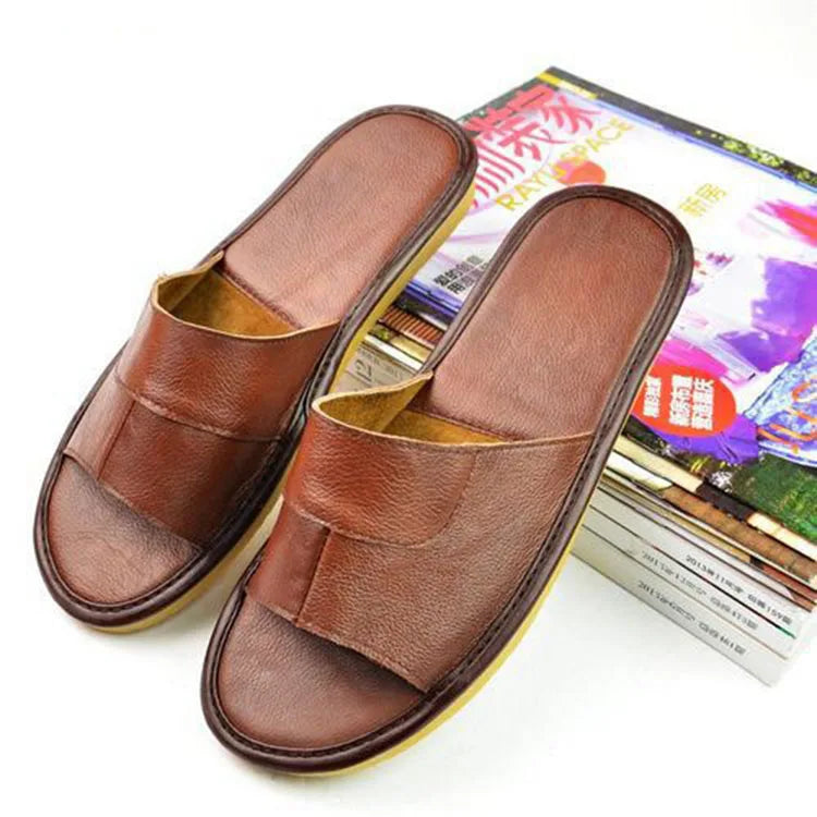 Neue Leder Hausschuhe Männer Heim Einrichtung Innen Boden Klassisch Schuhe Casual Slides Leder Sandalias Zapatos Hombre