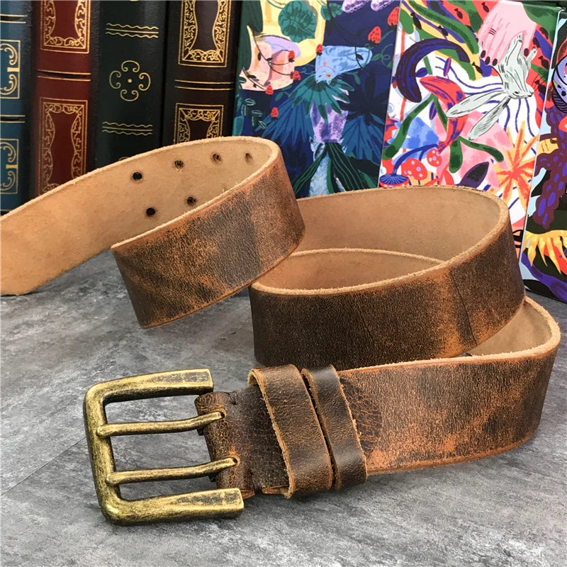 Herren Ledergürtel 2025 - Super Wide 4.2CM Luxury Thick Genuine Leather Double Buckle