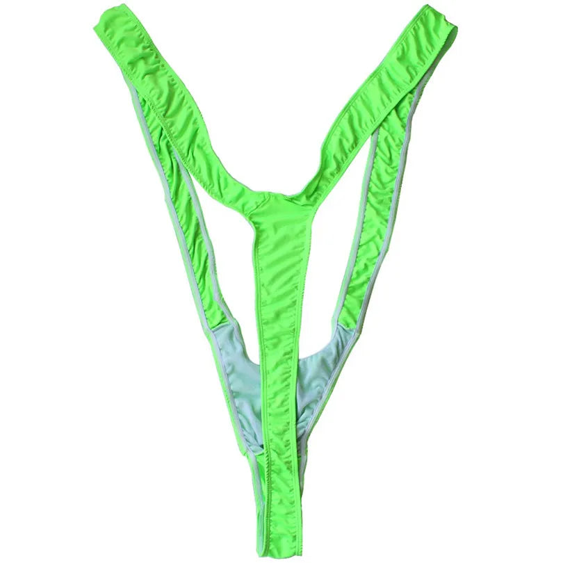 TiaoBug Mankini Tanga Brazilian 2025: Helle Fluoro Over-the-Shoulder Design Borat Style - Elegant Herren V-Ausschnitt Atmungsaktiv 70-100cm Strand