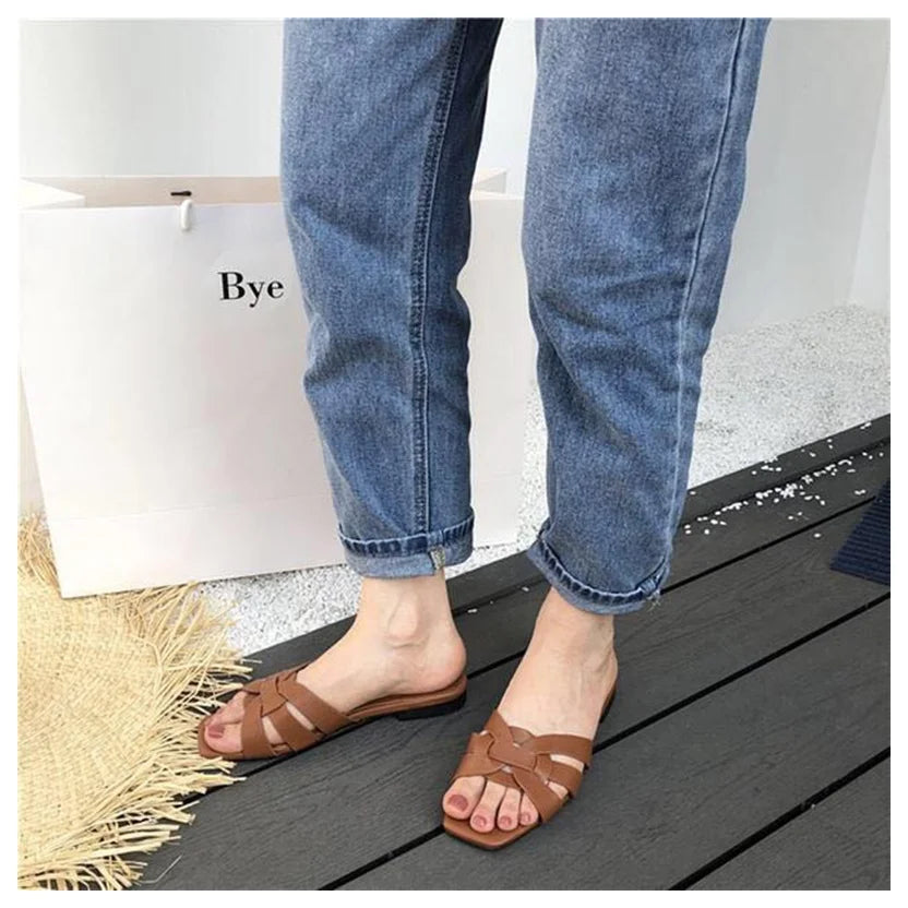 DONLEE QUEEN Frauen Marke Hausschuhe Sommer Slides Offene Zehe Flach Casual Schuhe Freizeit Sandale Weiblich Strand Flip Flops Große Größe 35-41
