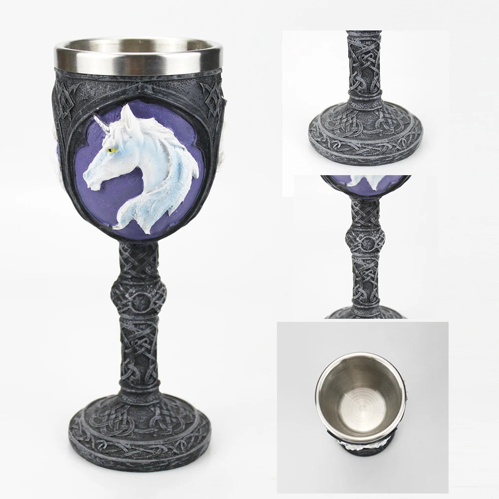 Gothic Wine Goblet Contain Dragon Claw Viking Skeleton Retro Stainless Steel&Resin Wine Glass BEST Halloween Gifts Bar Drinkware