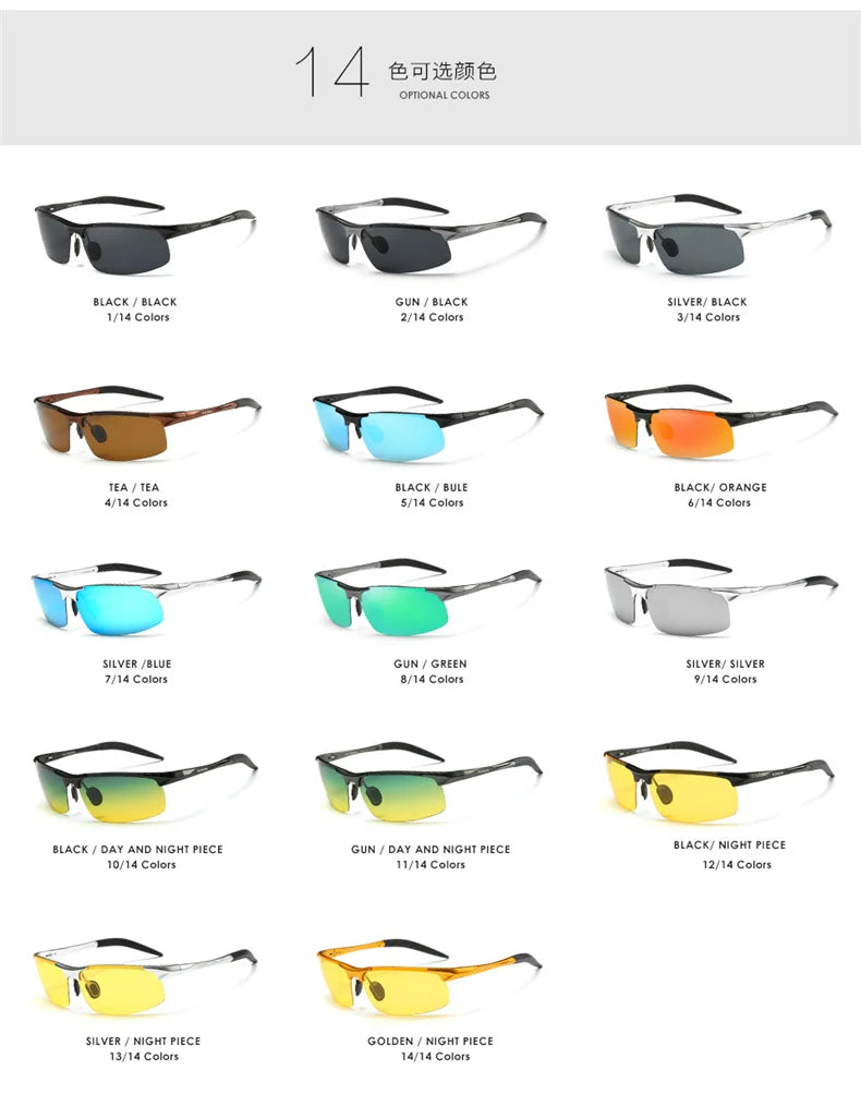 AORON Fahr-Polarisierte Sonnenbrille Herren Aluminium Magnesium Rahmen Sport Sonnenbrille Fahrer Retro Brille UV400 Anti-Blend