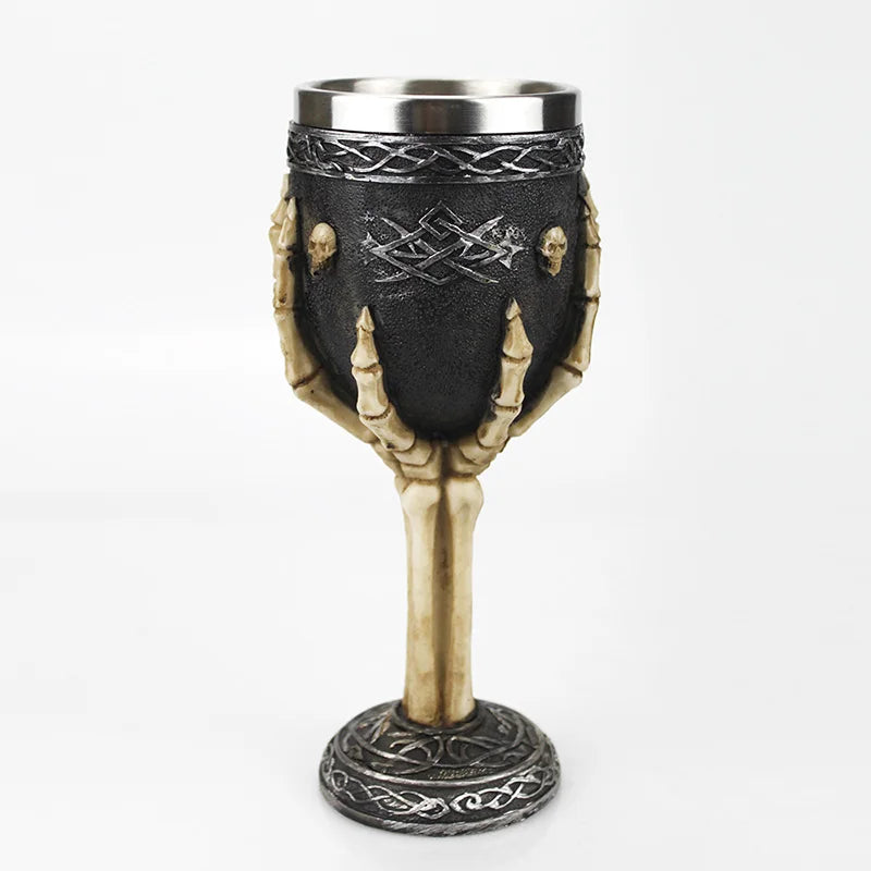 Gothic Wine Goblet Contain Dragon Claw Viking Skeleton Retro Stainless Steel&Resin Wine Glass BEST Halloween Gifts Bar Drinkware