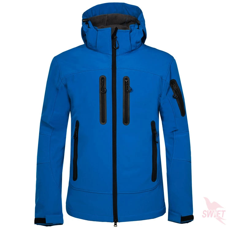 Wasserdichter Softshell-Mantel für Männer mit Custom-Print - Outdoor-Hoodie für Hiking, Skiing und Camping