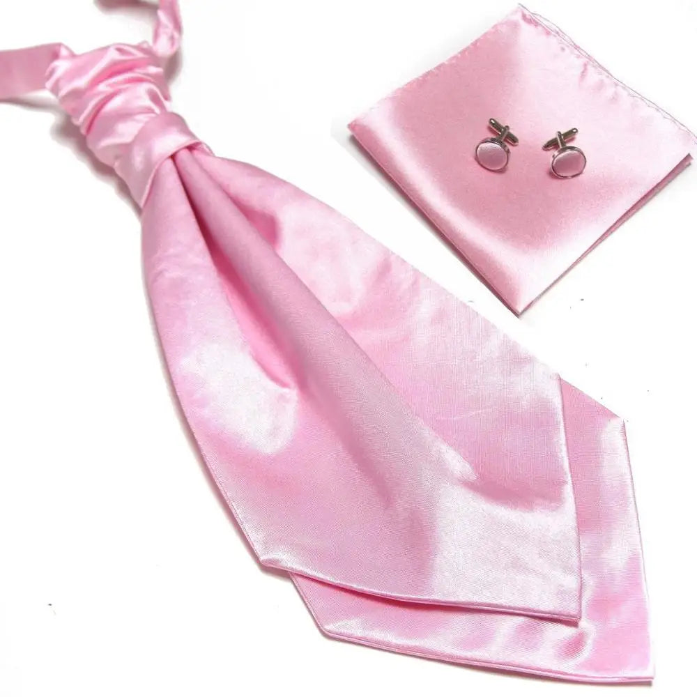 HOOYI 2019 cheap solid men's neck tie set Hanky cufflinks fashion necktie cravate ascot neckwear neckcloth Pocket square