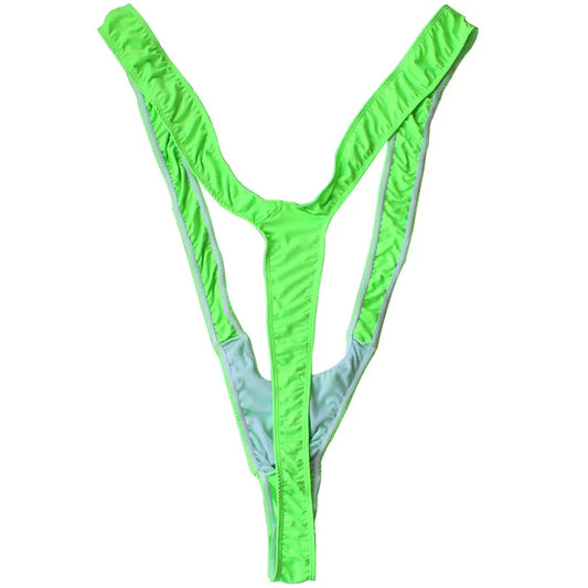 TiaoBug Mankini Tanga Brazilian 2025: Helle Fluoro Over-the-Shoulder Design Borat Style - Elegant Herren V-Ausschnitt Atmungsaktiv 70-100cm Strand