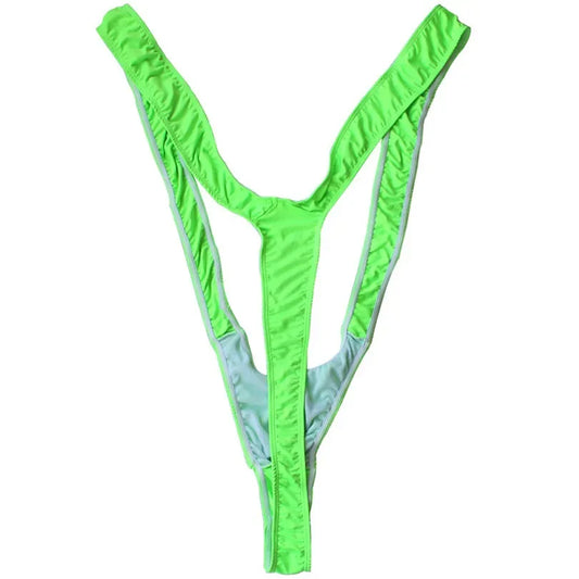 TiaoBug Mankini Tanga Brazilian 2025: Helle Fluoro Over-the-Shoulder Design Borat Style - Elegant Herren V-Ausschnitt Atmungsaktiv 70-100cm Strand - Golden Bridge Store