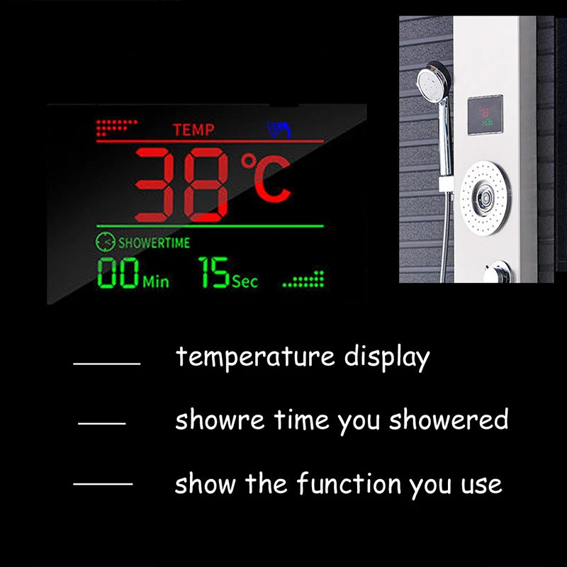 LED Duschsystem mit Temperaturanzeige - Regendusche Set mit Massage & SPA Funktion