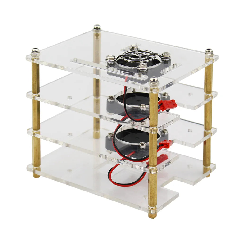Raspberry Pi Gehäuse 2025: 3 Layer Acrylic Case Clear - Box Cover Cooling Fans DIY Cluster Collection