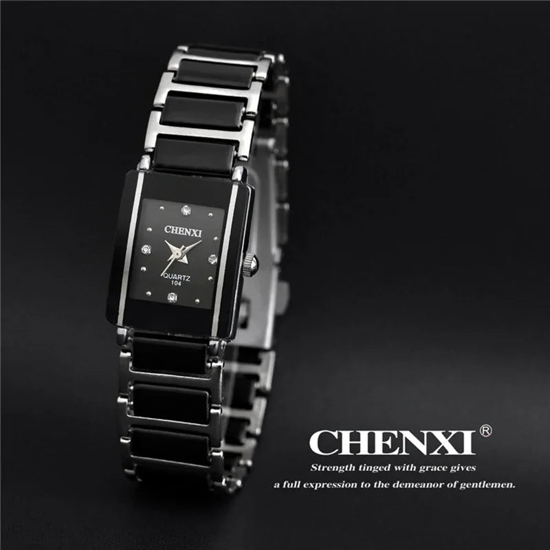 Luxury Brand CHENXI Elegant Women Watch Rhinestone White Silver Simple Stylish Ceramics Bracelet Quartz Casual Lady Wristwatch