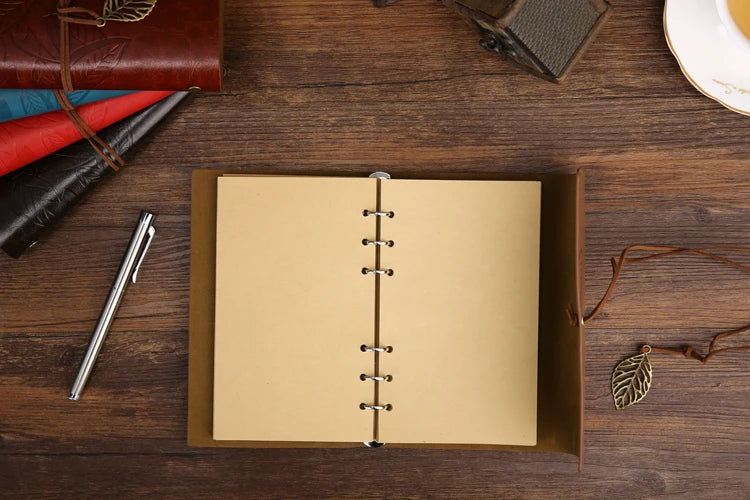 PU Leder Spiral Notizbuch 2025 - 160 Seiten Replaceable Journal Planner Schule