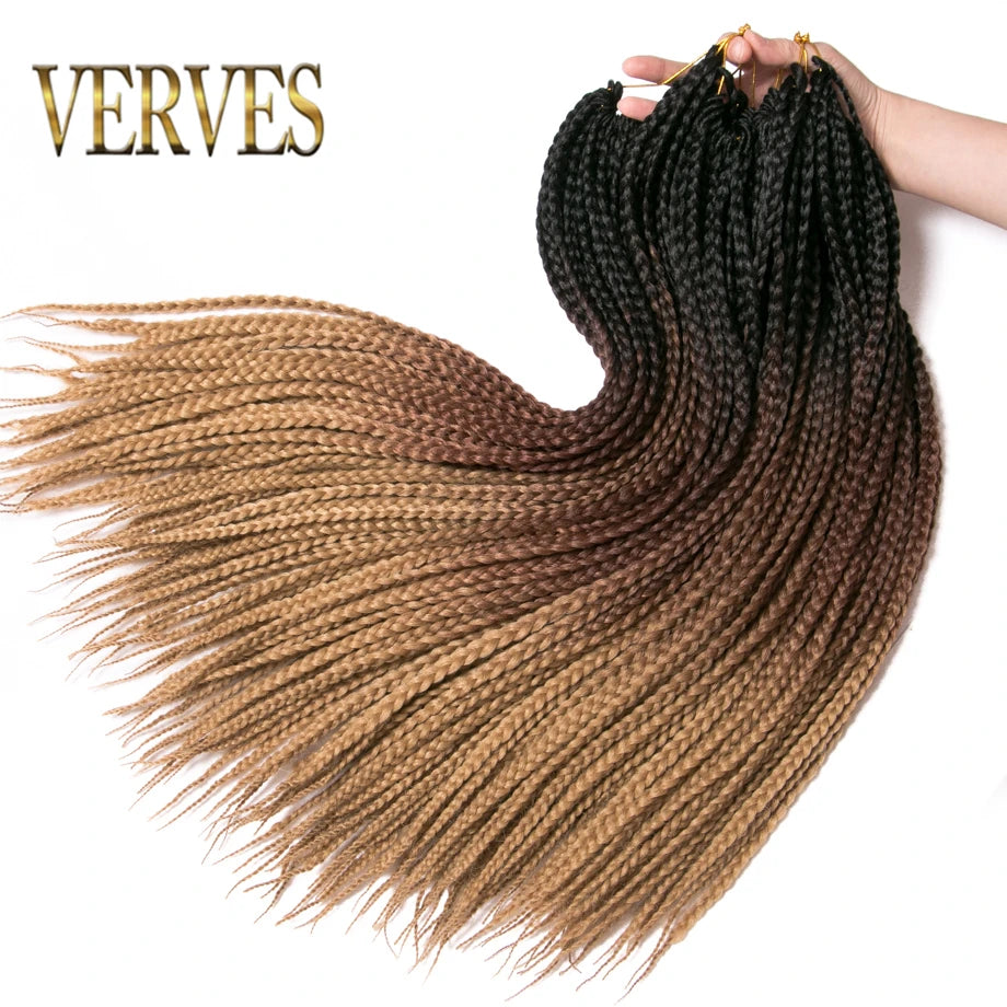 VERVES Crochet Braids Sintetice 24 inch Box Braid 22 Rădăcini/Buc Extensii de Păr Ombre Împletitură de Păr Fibră Călduroasă Împletitură Vrac Roz, Negru