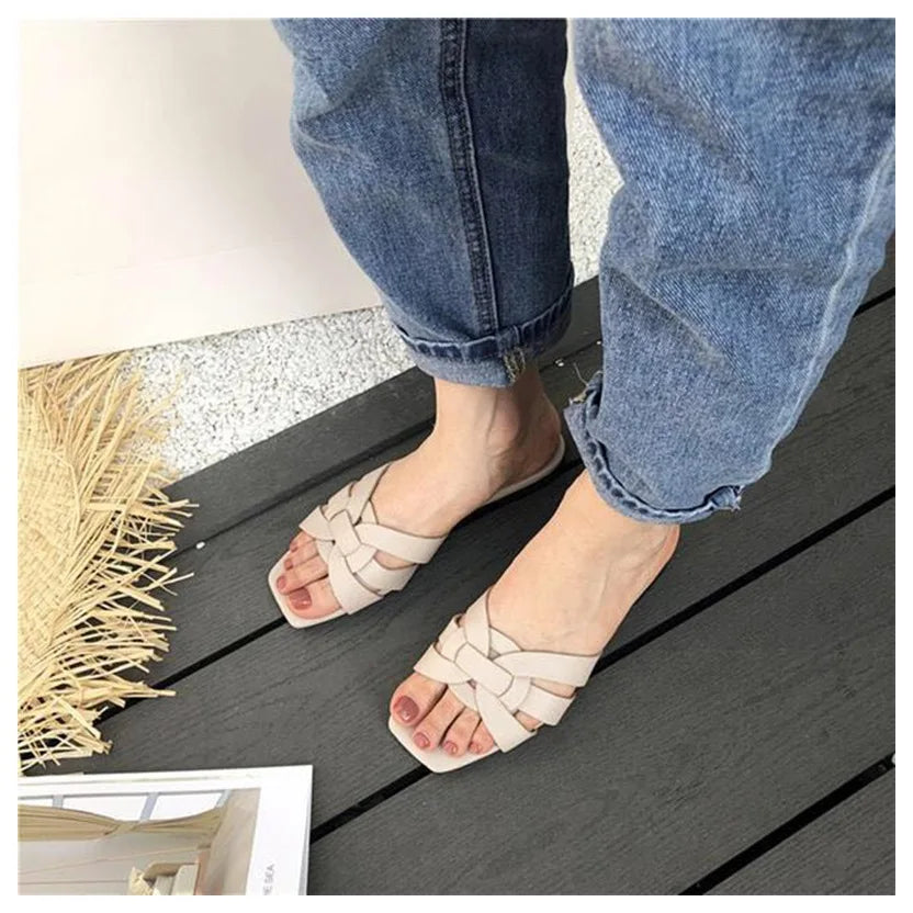 DONLEE QUEEN Frauen Marke Hausschuhe Sommer Slides Offene Zehe Flach Casual Schuhe Freizeit Sandale Weiblich Strand Flip Flops Große Größe 35-41