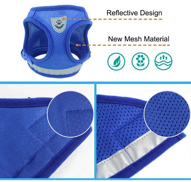 Reflektierend Katze Geschirr Leine Set 2025: YUDODO Nylon Mesh Kätzchen Welpen - Hunde Weste Geschirr Yorkies Mops S/M/L/XL Atmungsaktiv Verstellbar Schnell Lösbar