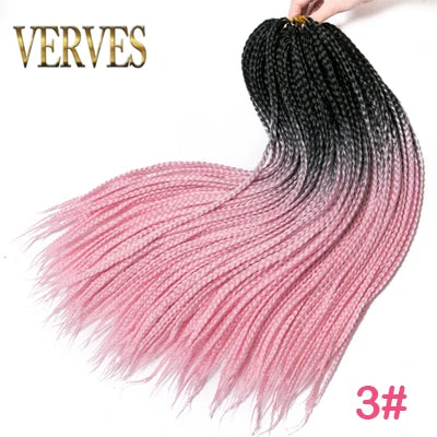 VERVES Crochet Braids Sintetice 24 inch Box Braid 22 Rădăcini/Buc Extensii de Păr Ombre Împletitură de Păr Fibră Călduroasă Împletitură Vrac Roz, Negru