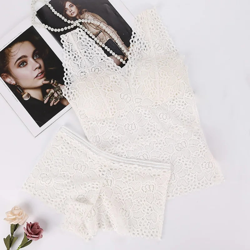 Lace Sexy Women Push Up Seamless Embroidery Bra Bra Set Wire Free Lingerie Transparent Female Underwear Set