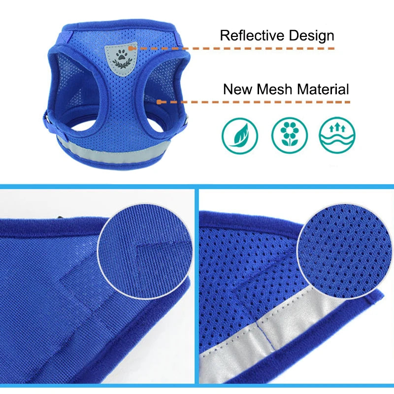 Reflektierend Katze Geschirr Leine Set 2025: YUDODO Nylon Mesh Kätzchen Welpen - Hunde Weste Geschirr Yorkies Mops S/M/L/XL Atmungsaktiv Verstellbar Schnell Lösbar