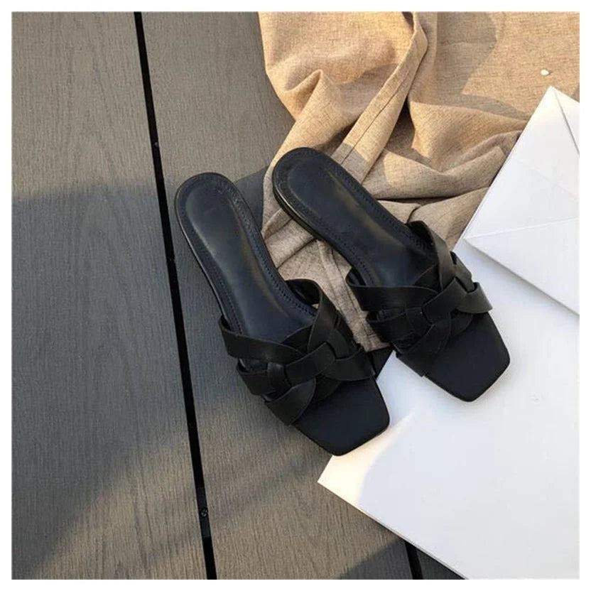 DONLEE QUEEN Frauen Marke Hausschuhe Sommer Slides Offene Zehe Flach Casual Schuhe Freizeit Sandale Weiblich Strand Flip Flops Große Größe 35-41