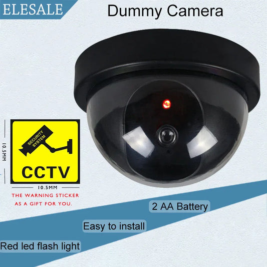 Attrappe-Kamera 2025: Creative Black Plastic Dome CCTV - Flashing LED Fake Camera AA Battery Collection