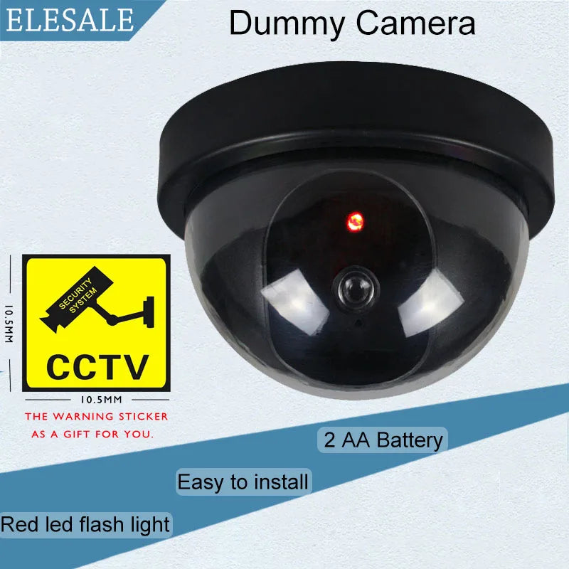 Attrappe-Kamera 2025: Creative Black Plastic Dome CCTV - Flashing LED Fake Camera AA Battery Collection