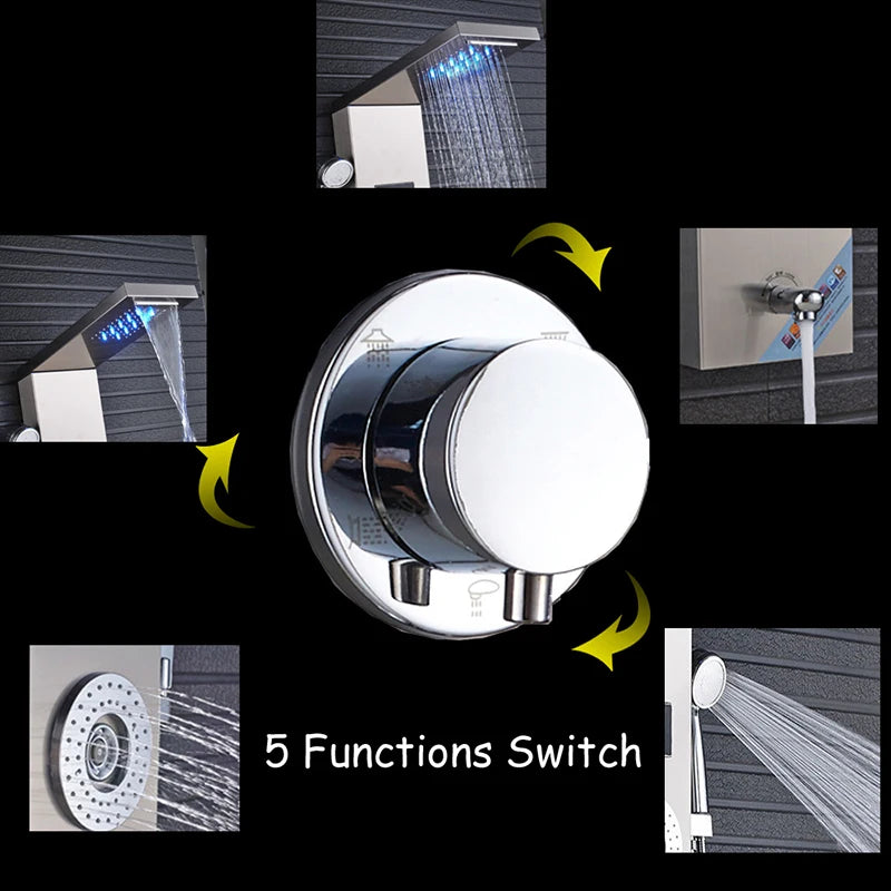 LED Duschsystem mit Temperaturanzeige - Regendusche Set mit Massage & SPA Funktion