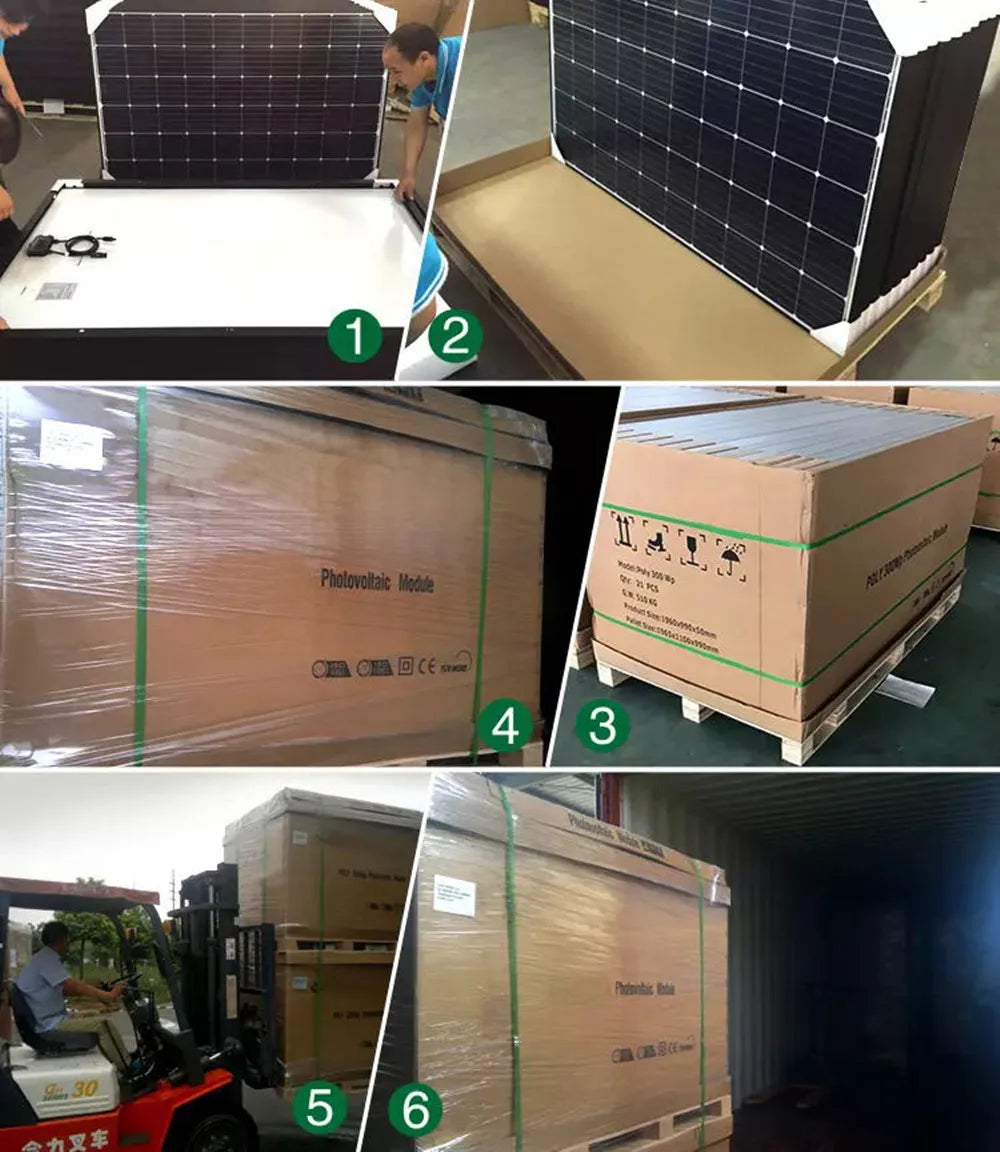 Panou solar 100W 200W 300W 400W Panou fotovoltaic din sticlă rigidă 18V Celulă solară monocristalină pentru încărcător de baterie 12V/24V