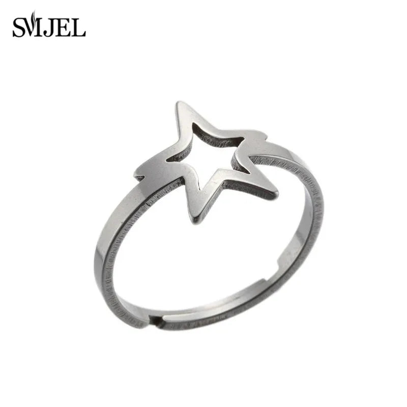 New Punk Geometric Ring for Men Women Exaggerated Stainless Steel Jewelry Opening Adjustable Ring Anillo Hombre Bijoux 2021 Gift