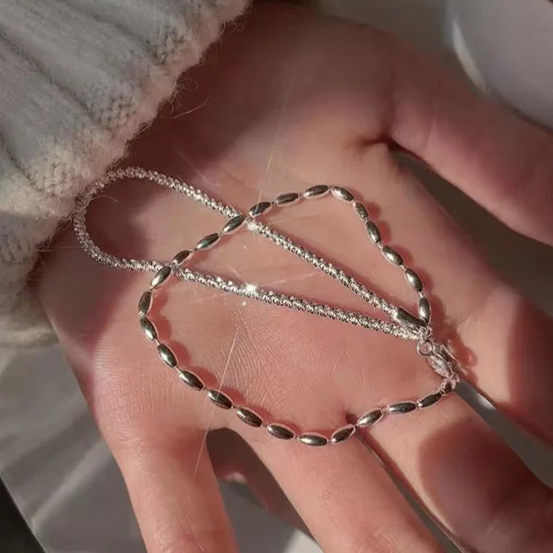 Brățară dublă din argint 925 cu mărgele, rafinată și simplă, pentru femei, accesorii de bijuterii fine