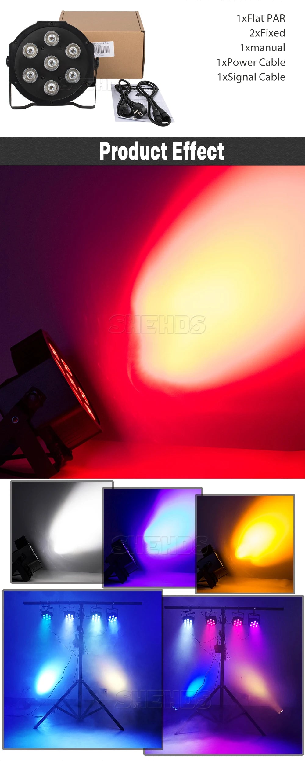 SHEHDS 1pcs LED Par 7X18W RGBWA+UV/7X12W RGBW Beleuchtung für DJ Disco Theater Hochzeit Weihnachten Lichter Konzert