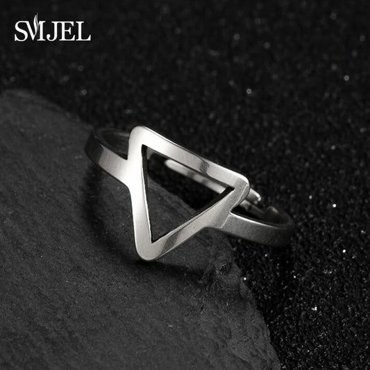 New Punk Geometric Ring for Men Women Exaggerated Stainless Steel Jewelry Opening Adjustable Ring Anillo Hombre Bijoux 2021 Gift