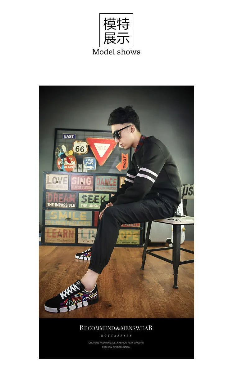 Men Sneakers Casual Shoes Men Lovers Printing Fashion Flat Tenis Masculino Vulcanized Shoes Zapatos De Hombre