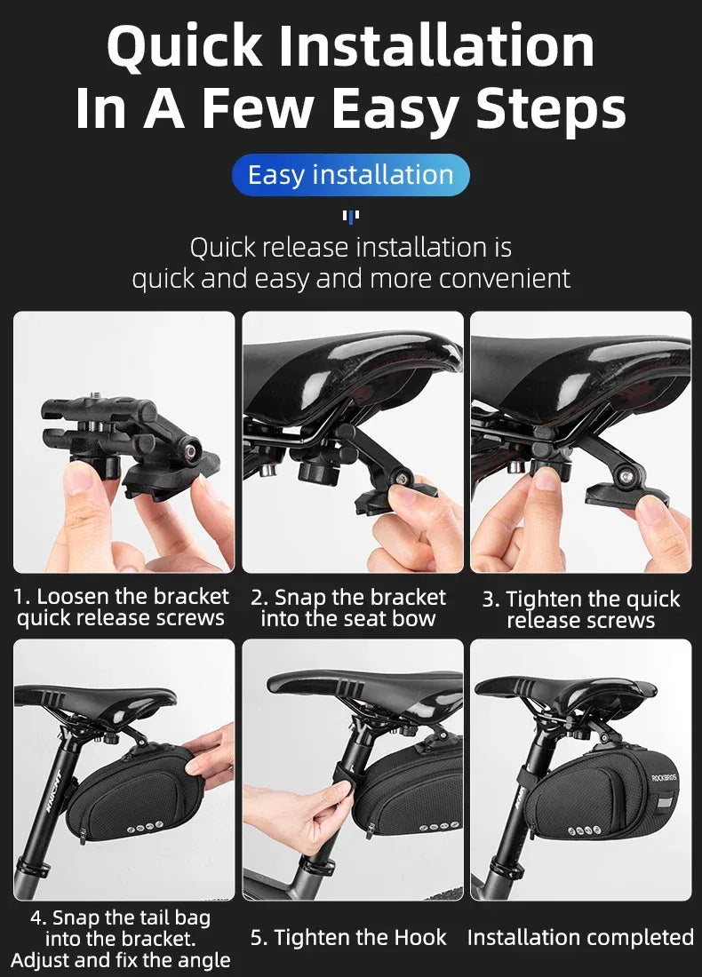 ROCKBROS Rainproof Bicycle Bag Shockproof Bike Saddle Bag For Refletive Rear Large Capatity Seatpost MTB Bike Bag Accessories - Golden Bridge Store