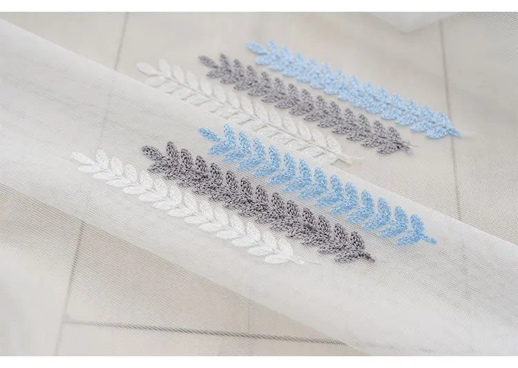 Embroidered Sheer Curtains Modern Gauze Curtain Yellow Living Room Blue Bedroom White Yarn Window Tulle Curtains