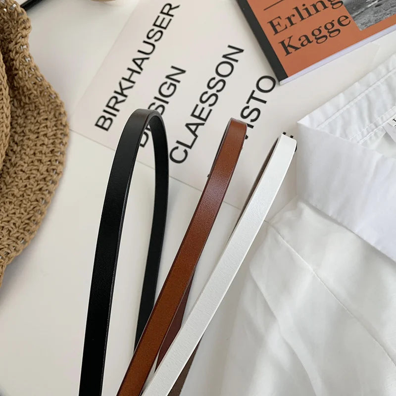 Designer Belts For Women Genuine Leather Knot Dress Belt Long Thin Waistband Gold Buckle Black Ceinture Femme Easy Cummerbunds