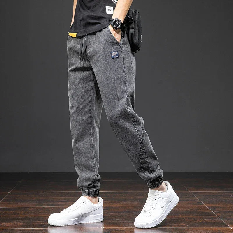 Spring Summer Black Blue Cargo Jeans Men Streetwear Denim Jogger Pants Men Baggy Harem Jean Trousers Plus Size - Golden Bridge Store