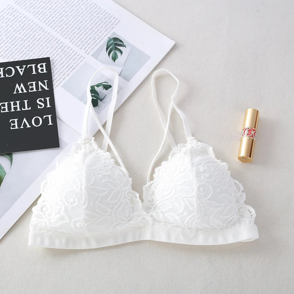 Floral Lace Bra Non-Wire Push Up Bras For Women Padded Brassiere Female Underwear elegant Lingerie V-neck Bralette Intimates