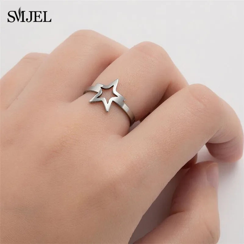 Inel geometric punk nou pentru bărbați și femei, bijuterii din oțel inoxidabil exagerate, inel reglabil cu deschidere, inel Hombre Bijoux 2021, cadou