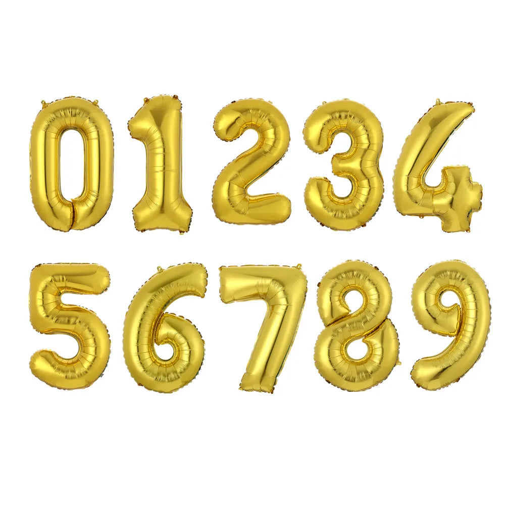 PartyPro Roségold Zahlenballons - Set 10 Stück 16 30 40Zoll