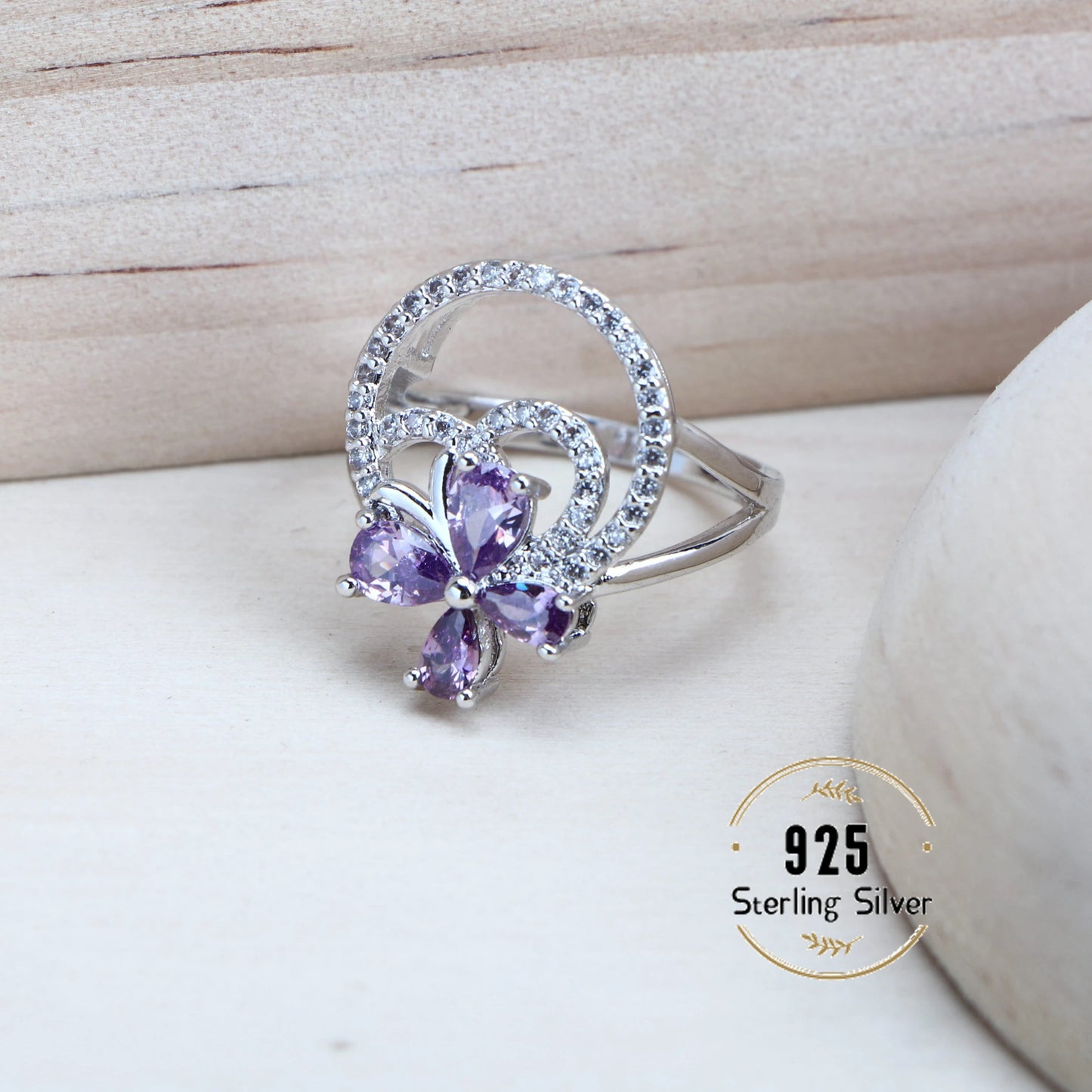 Lila Zirkonia Silber 925 Braut Schmuck Sets - Für Damen Kostüm Schmuck Armbänder - Hochzeit Ringe Ohrringe Anhänger Halskette