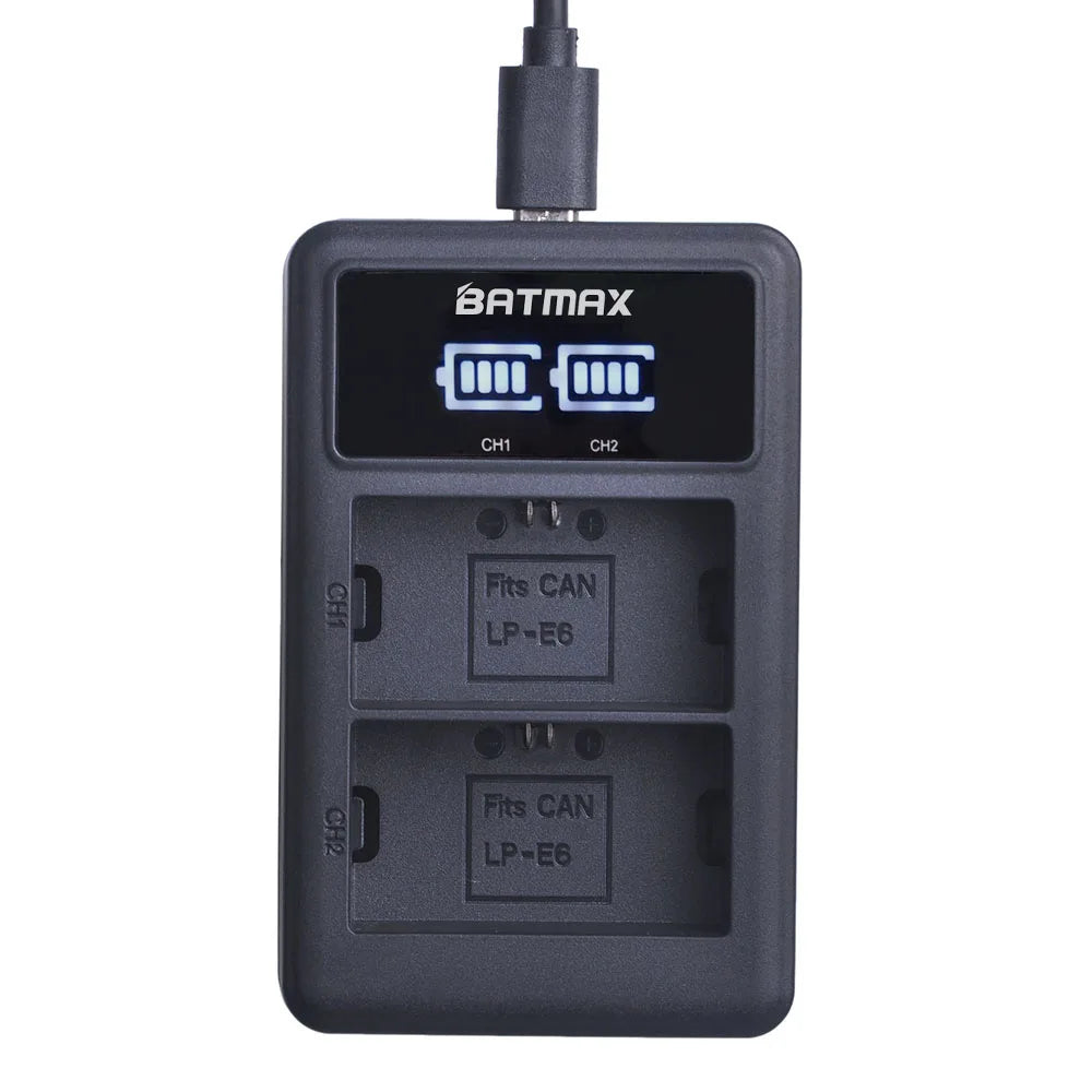 Batmax LP E6 Batterie 2650mAh 7.4V - Dual Ladegerät