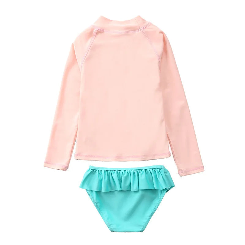 Kinder-Badeanzug 2025: KLEINE KINDER Einhorn Rash Guards Langarm - Zweiteilige Kinder Schwimmkleidung Strand Baby Mädchen UV-Schutz