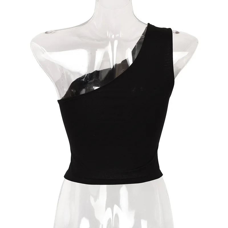 Women Sports Tank Tops elegant Crop Tops Vest Casual Female One Shoulder Summer Outfits Tops Fitness Elastic