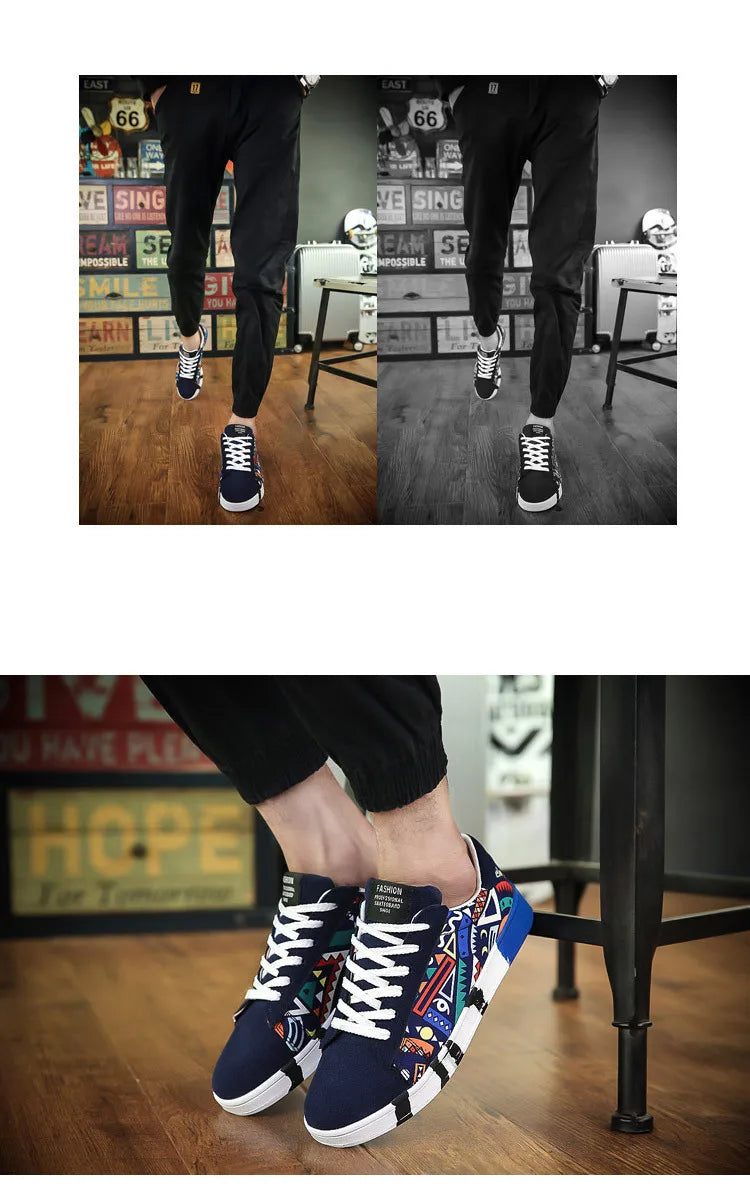 Men Sneakers Casual Shoes Men Lovers Printing Fashion Flat Tenis Masculino Vulcanized Shoes Zapatos De Hombre