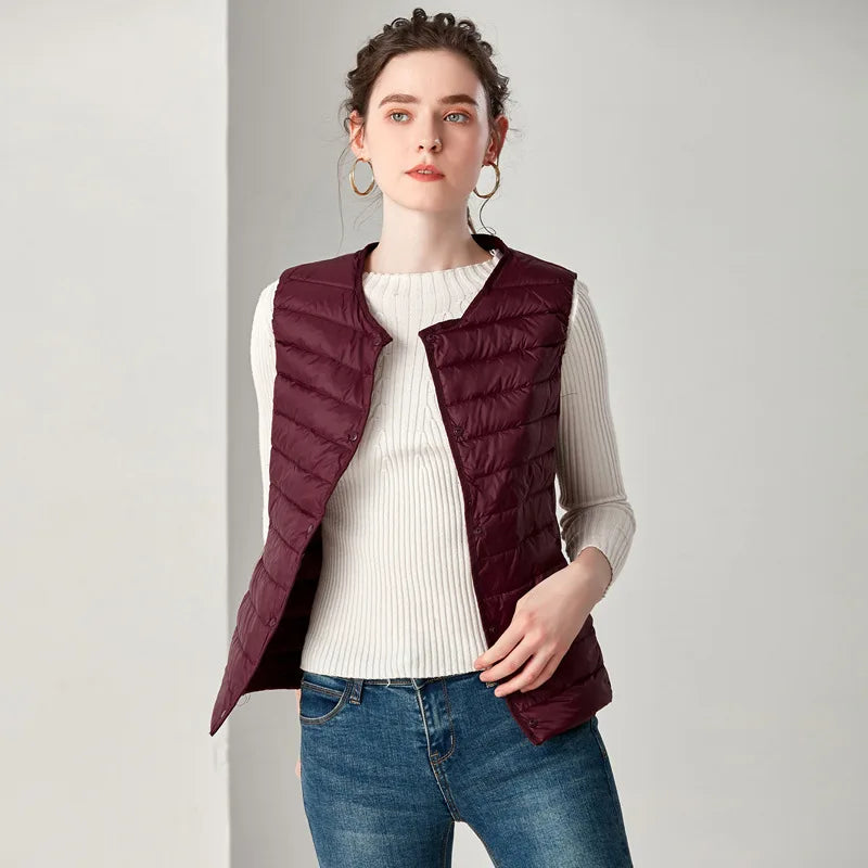 Aurora Stehkragen Daunenweste - Dünn Füllung 80% Größe 3XL