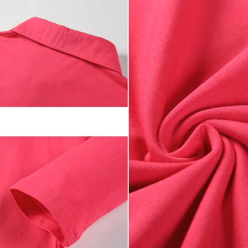 Solid T Shirt Female 2024 Turn-down Collar Womens Long Sleeve Tops Spring Full Slim Cotton TShirt Woman Clothes T-Shirt Femme