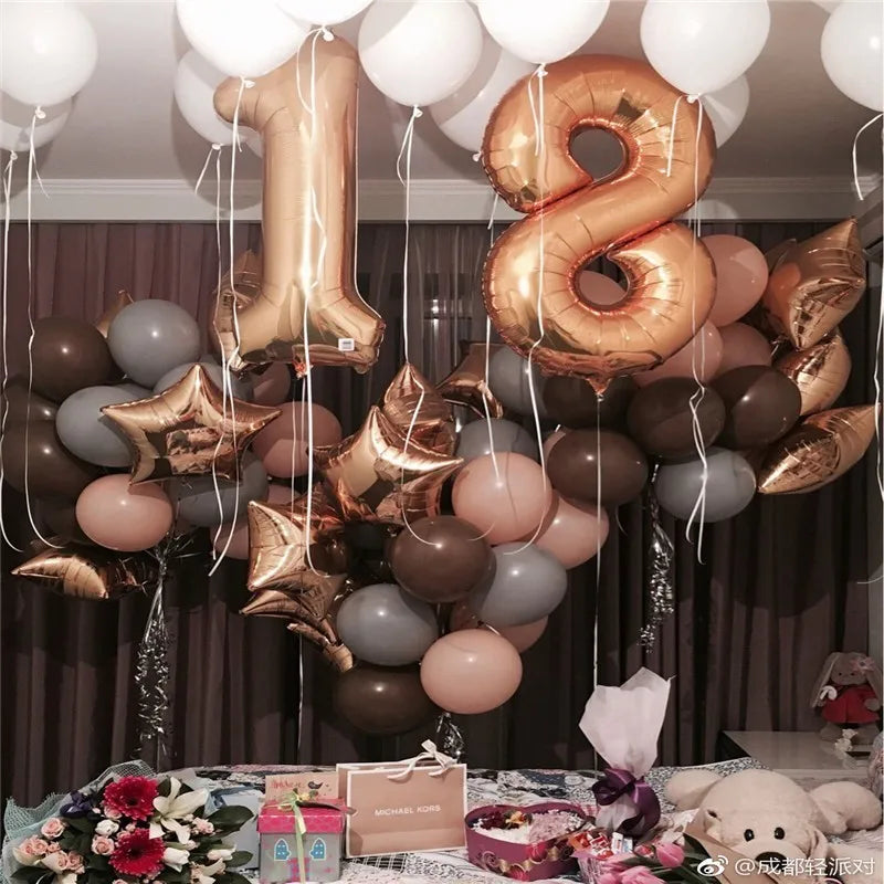 PartyPro Zahlballon Rosegold - 16 32 40 Zoll Hochzeit