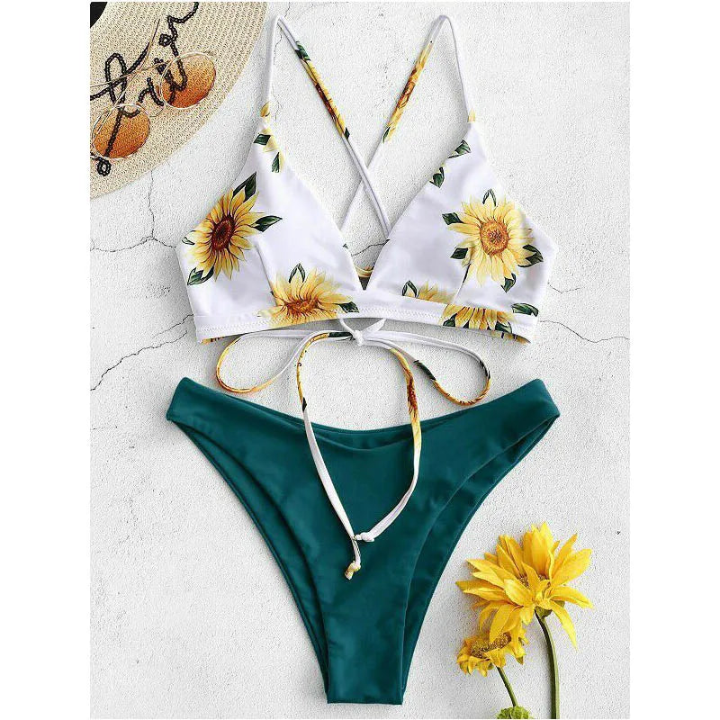 Damen Bikini Set - Sonnenblumen-Druck Schwimwear für Frauen Premium Beach Fashion