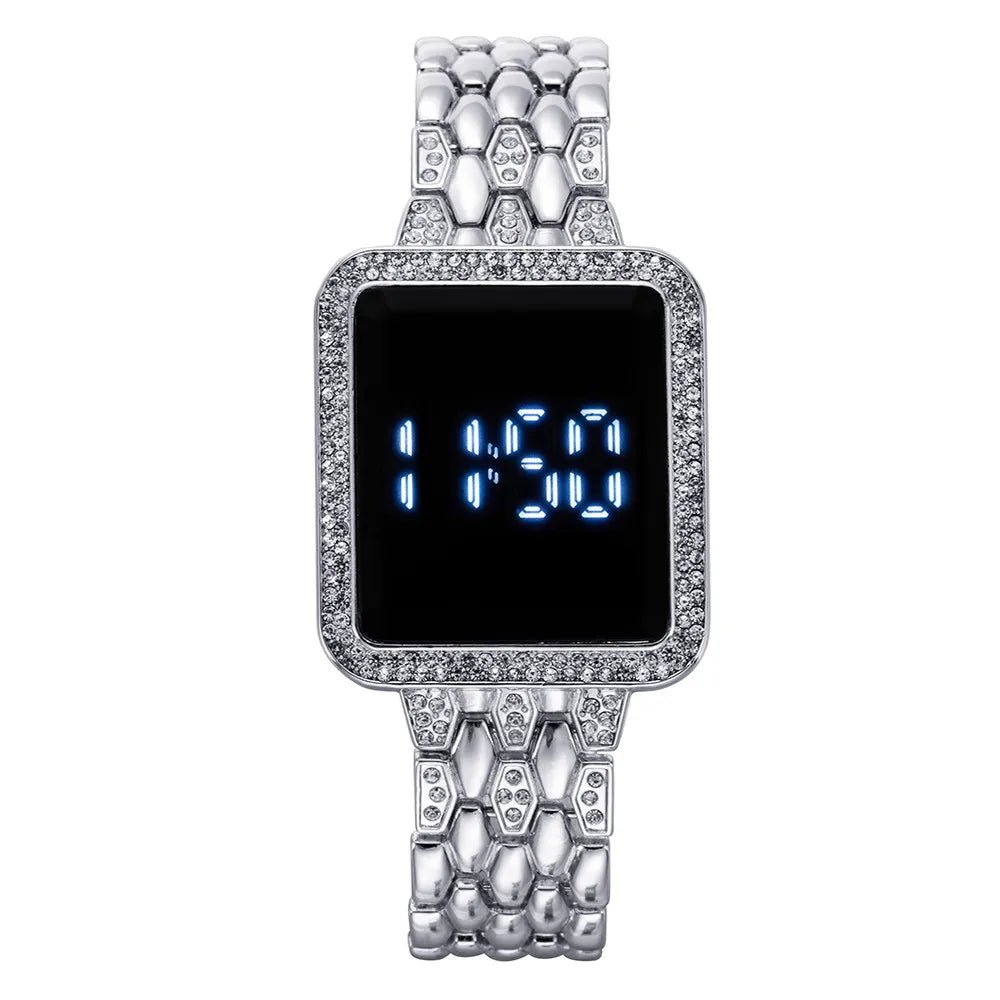 Damen Uhr 2025 Top Luxus Strass Rosegold Armbanduhr Für Frauen Mode Stahl Damen Armbanduhren Elektronisch Uhr